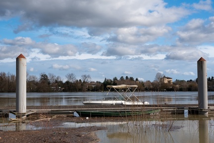Innondation Saone ponton d'amarage, Anse